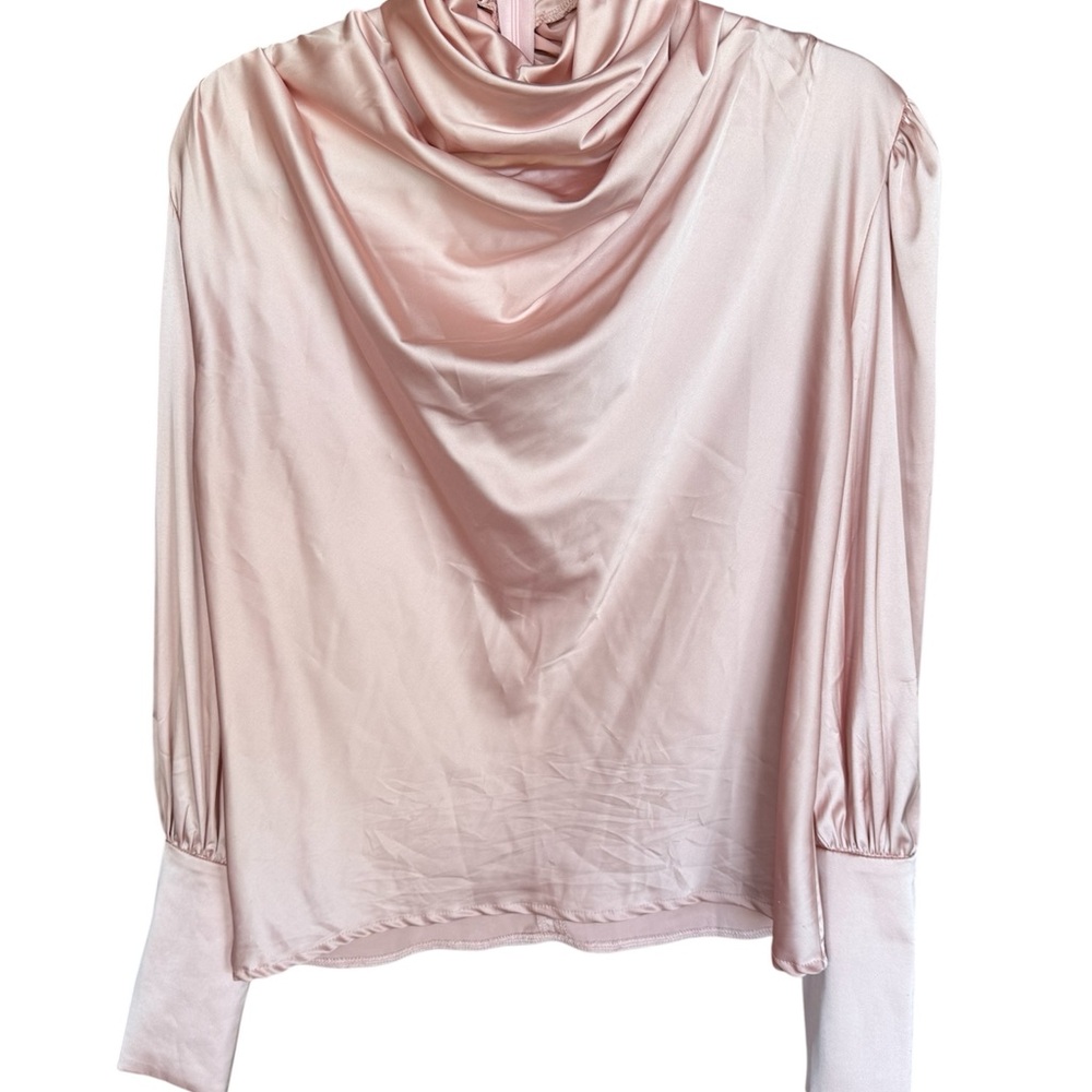 Gold and Pink Draped Blouse with Relaxed Silhouette